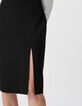 Zwarte kokerrok met split milanotricot Dames-5