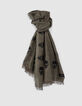 Women’s khaki and black skull motif wool/cotton scarf-1