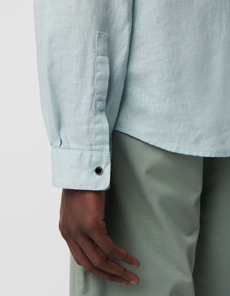 Men's horizon linen REGULAR shirt with Mandarin collar-5