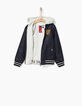 Bomber réversible navy et beige clair garçon-7