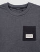 Grey t-shirt with pocket and gum message on boy's back-4