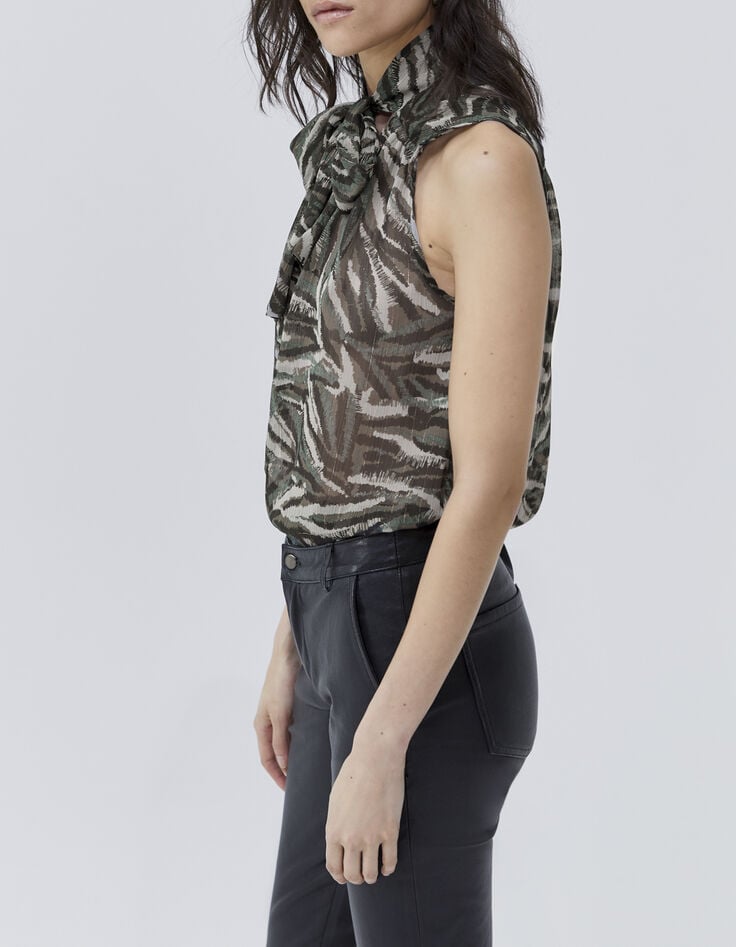 Top jungle-camouflageprint lurex Dames -5