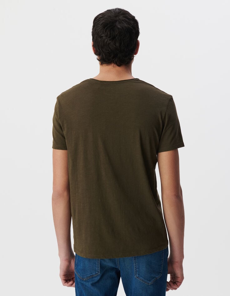 T-shirt L'Essentiel dark kaki à col V Homme-3