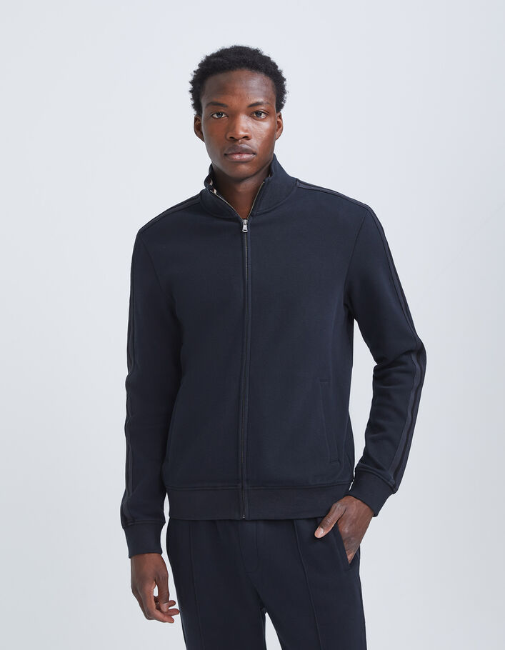 Cardigan marine maille piquée esprit sport Homme-2