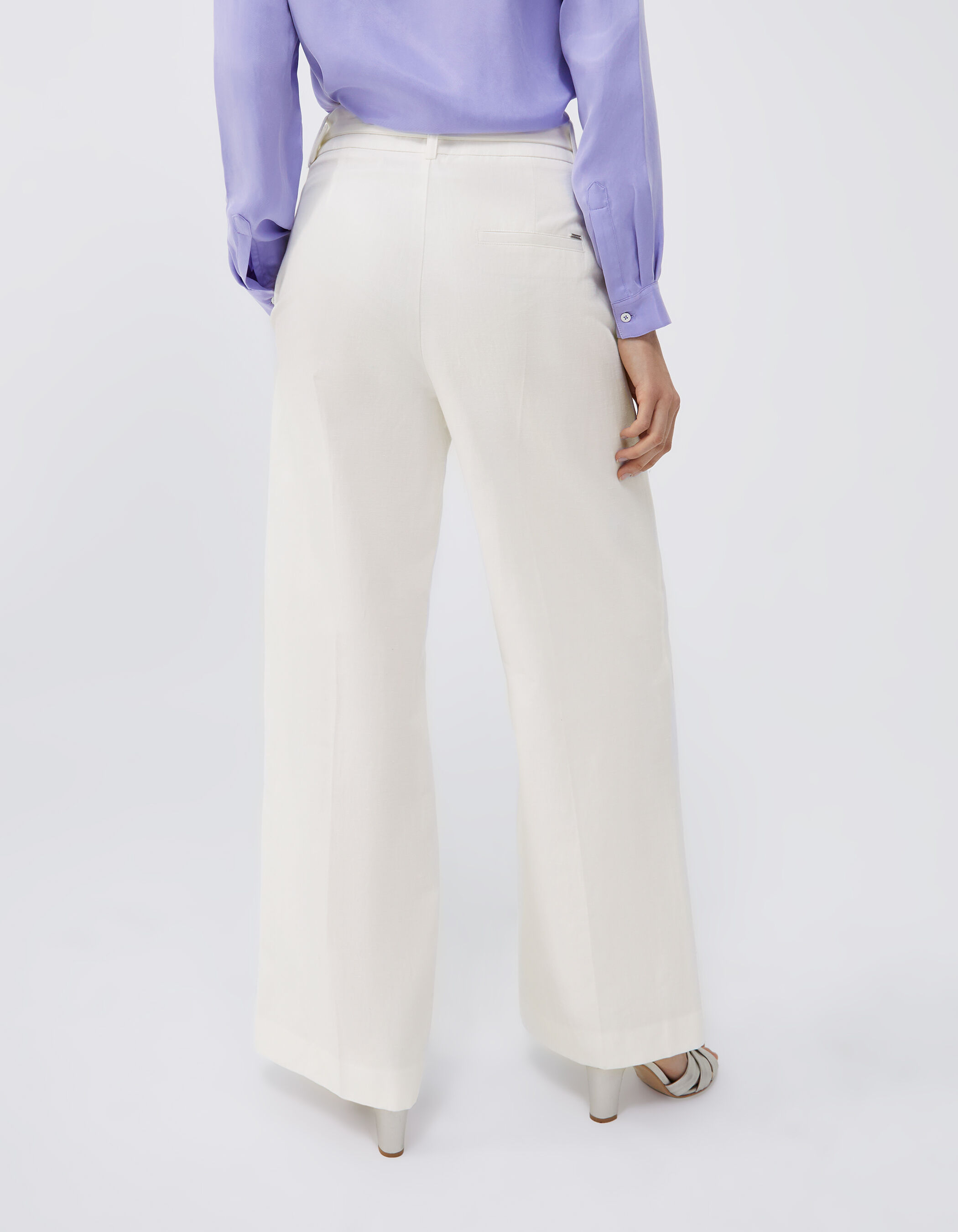 Women s white wide leg trousers with removable belt
