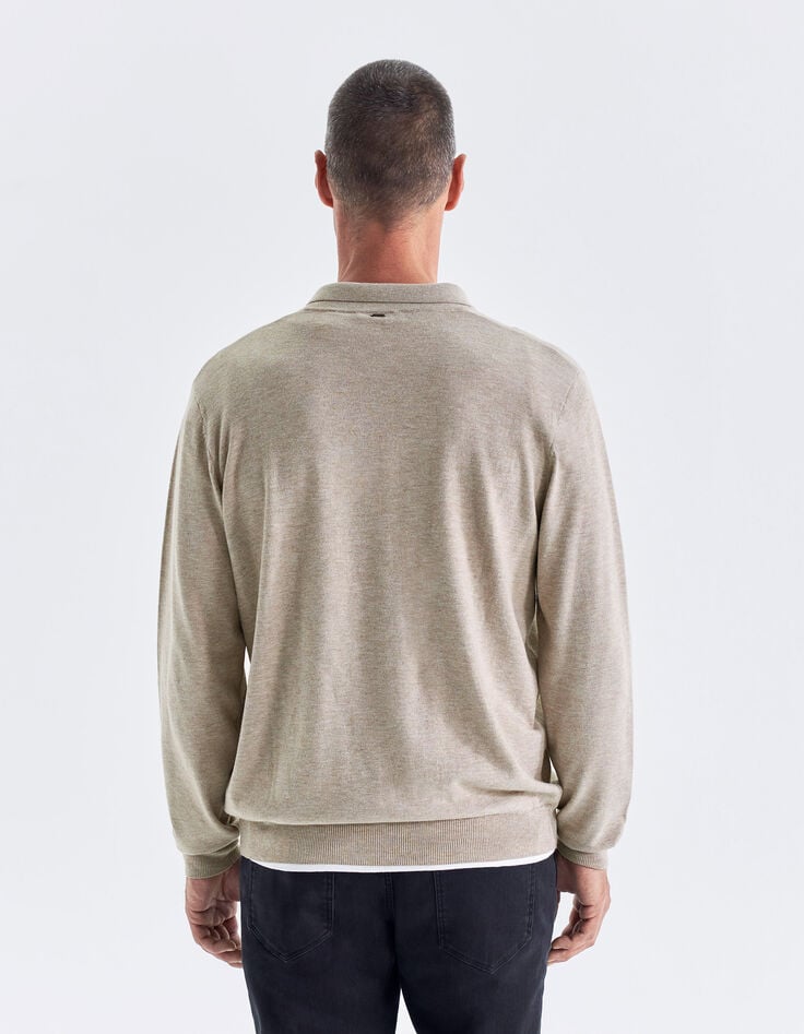Polo vison bi-mati&egrave;re Interlock au dos Homme-3