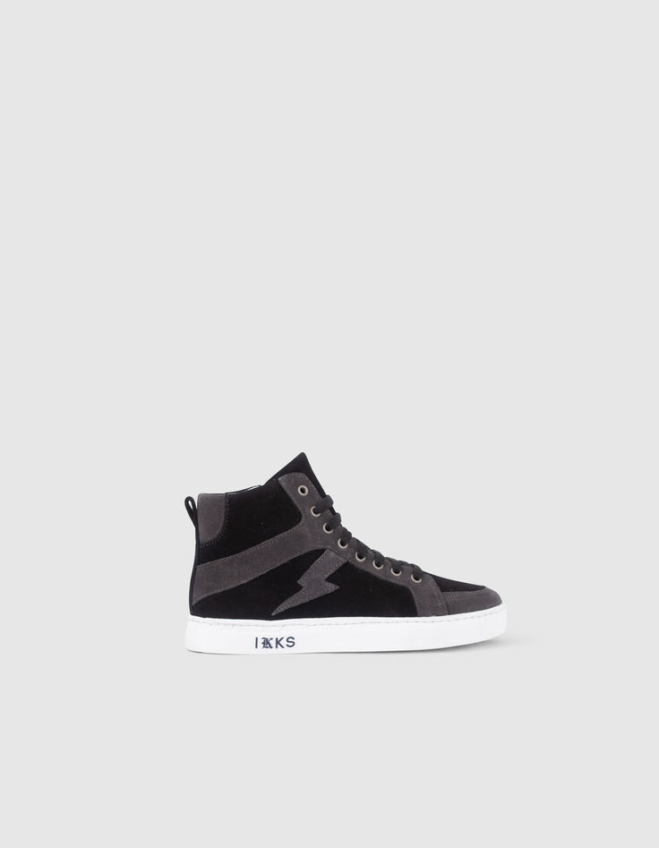 Boys’ black and grey suede trainers -1