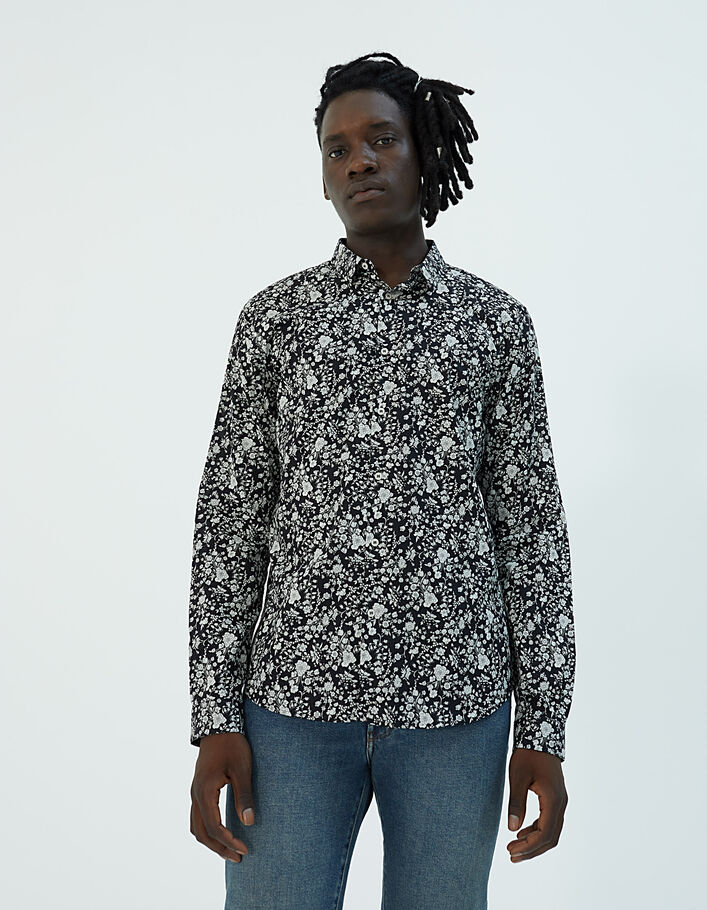 Chemise Homme IKKS Réversible Slim Fit à Fleurs - Taille L - Couleur Multicolore