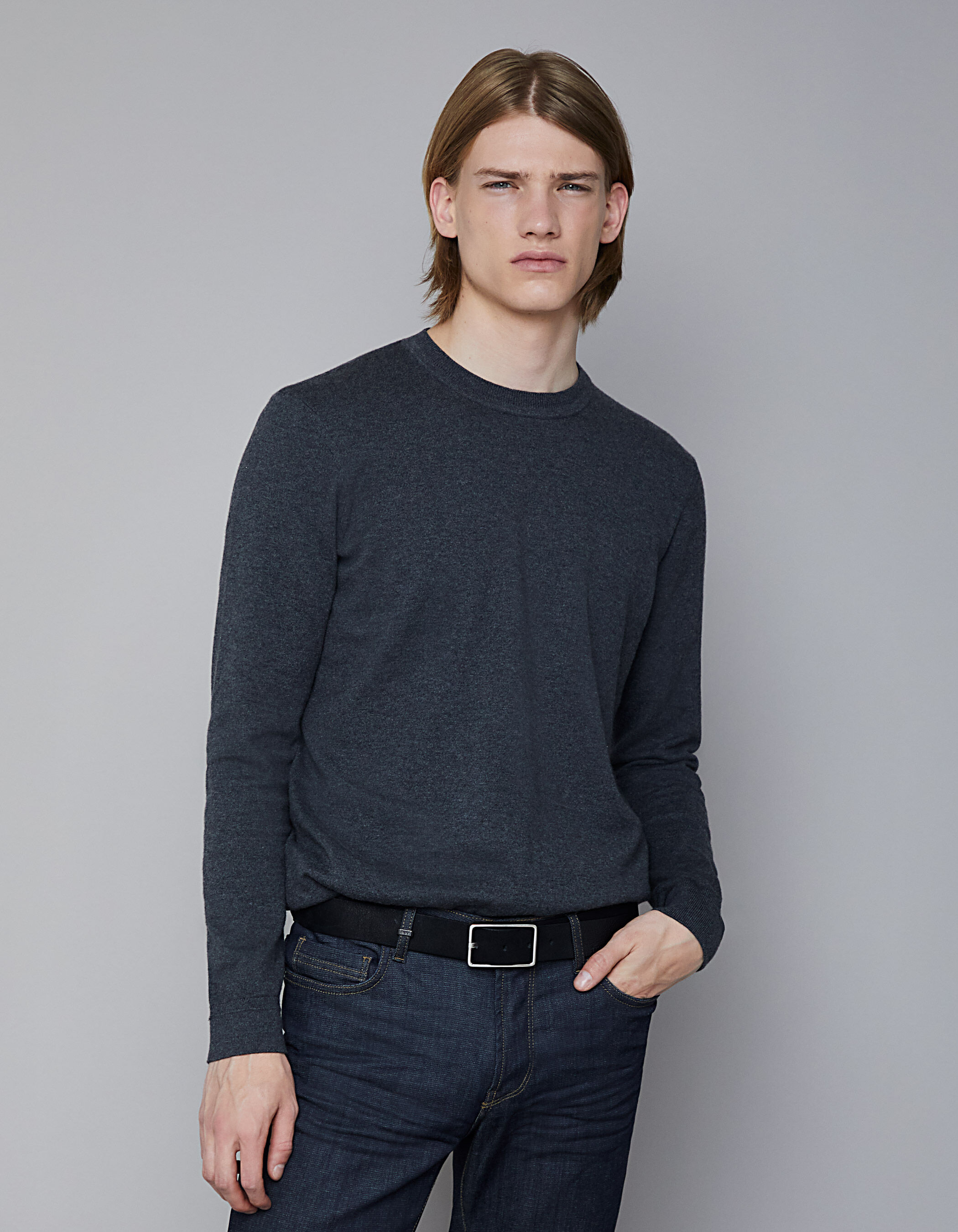 Men's charcoal grey textured chevron 