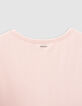 Roze T-shirt honingraattricot meisjes-7