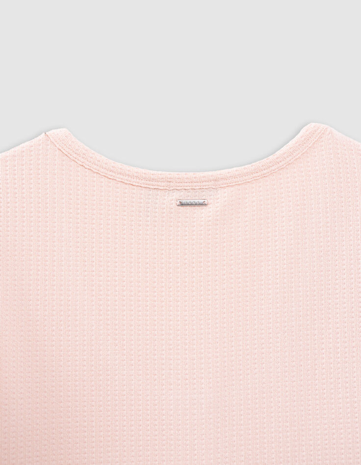 Roze T-shirt honingraattricot meisjes-7
