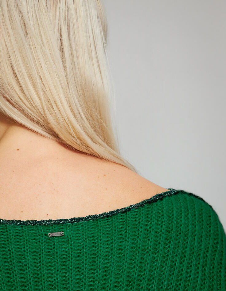 Grof gebreide groene trui met mohair dames-3