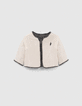 Cardigan réversible noir tachiste et écru bébé fille-1
