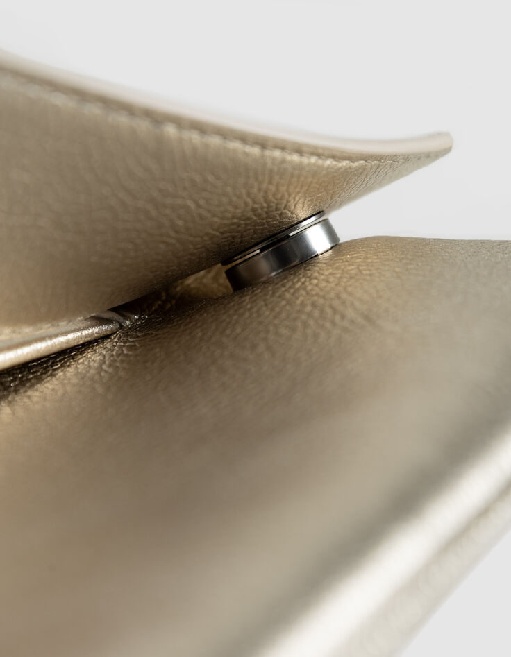 Sac pochette dor&eacute; cuir m&eacute;tallis&eacute; Femme-6