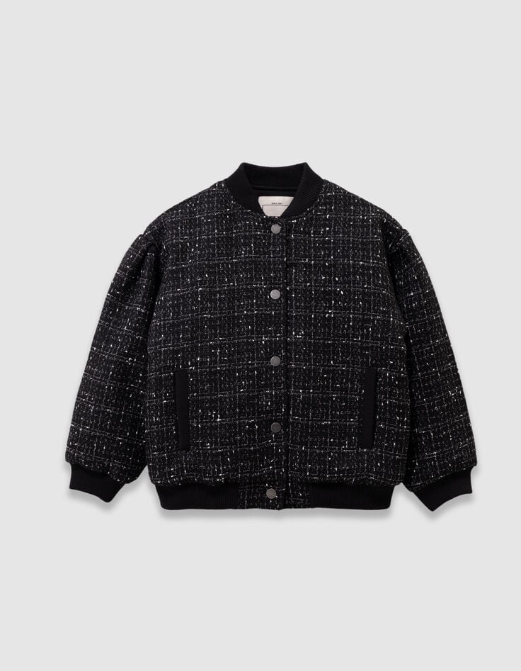 Blouson noir esprit tweed fille-4