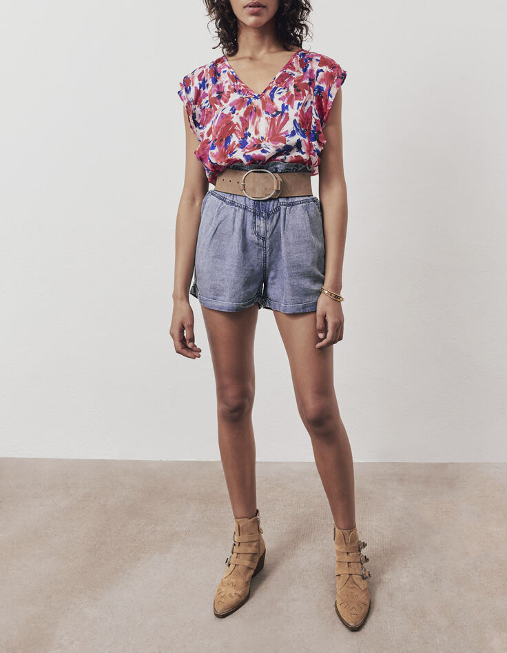 Women’s flash floral print recycled loose top-6