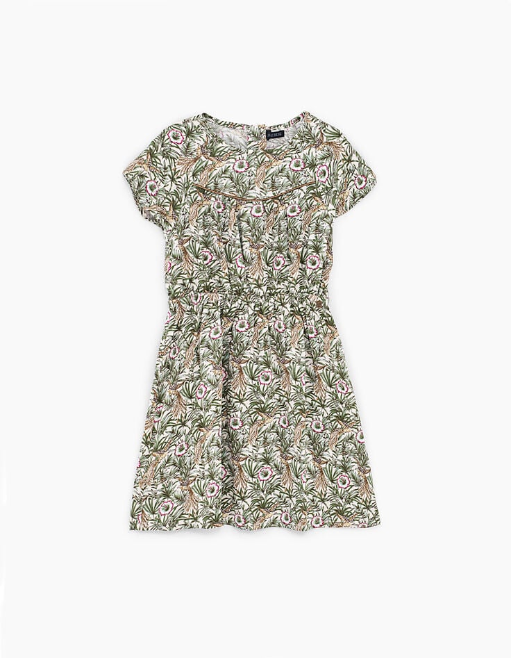 Robe écrue imprimé jungle fille-1 Robe écrue imprimé jungle fille-1