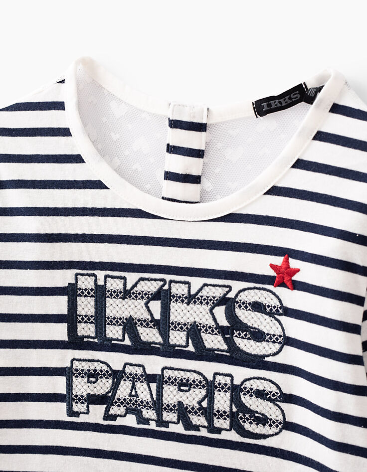 Camiseta blanco roto rayas navy IKKS PARIS niña-4