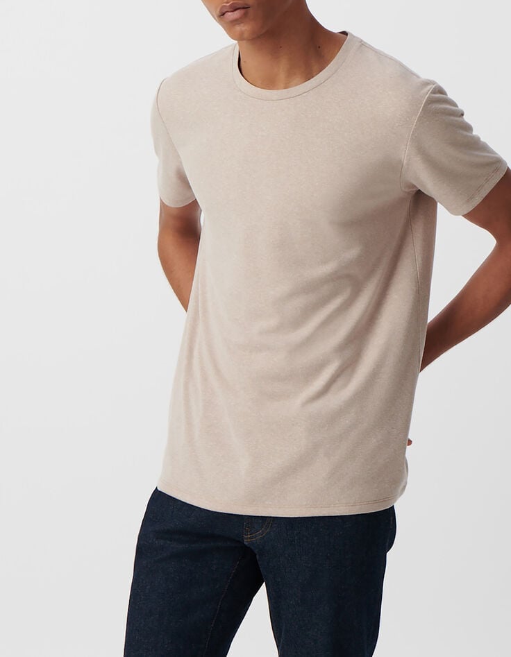 Herren-T-Shirt, sandfarben, Hanfmix DRY FAST-2