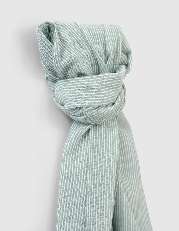 Men’s aqua scarf with fine stripes-2