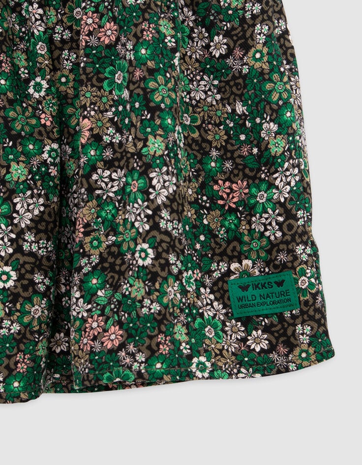 Khaki rok LENZING™ ECOVERO™ bloemenprint meisje-5