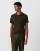 Polo kaki coton bio en éponge Homme-3