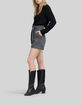 Short en jean gris Lyocell® ceinturé Femme-7