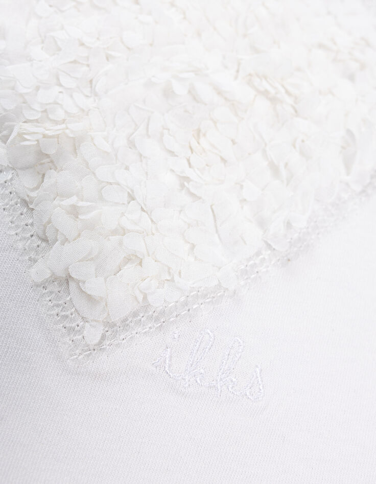 T-shirt écru coton bio coeur en relief fille-6
