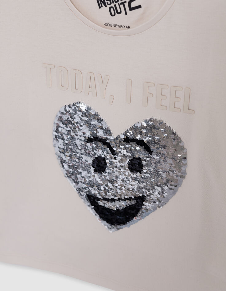 Girl's ecru organic reversible sequin VICE-VERSA T-shirt-7 Girl's ecru organic reversible sequin VICE-VERSA T-shirt-7