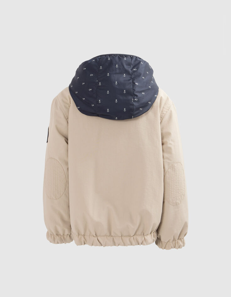Omkeerbaar jack beige en marine met ankerprint jongens-3