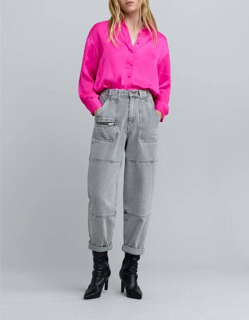 Chemise fuchsia satinée froissée Femme Chemise fuchsia satinée froissée Femme - IKKS