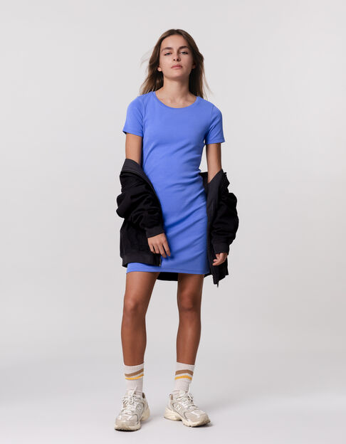Robe T-shirt bleue coton bio fille - IKKS