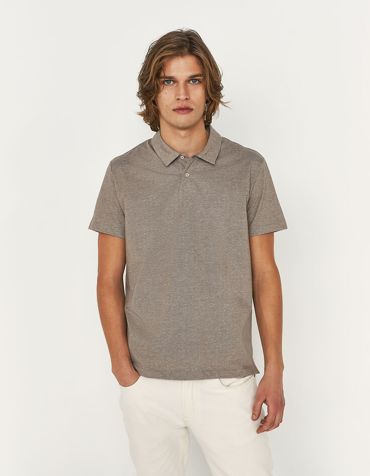 Mokkabruine polo gemêleerd tricot Heren-2