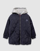 Manteau marine matelassé parementure amovible fille-2
