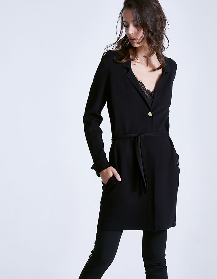Manteau long tricot femme-2
