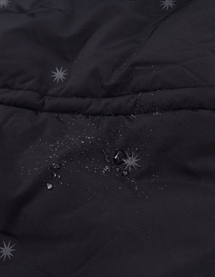 Parka negra 2 en 1 negra con plumas dorado sin mangas niña-7