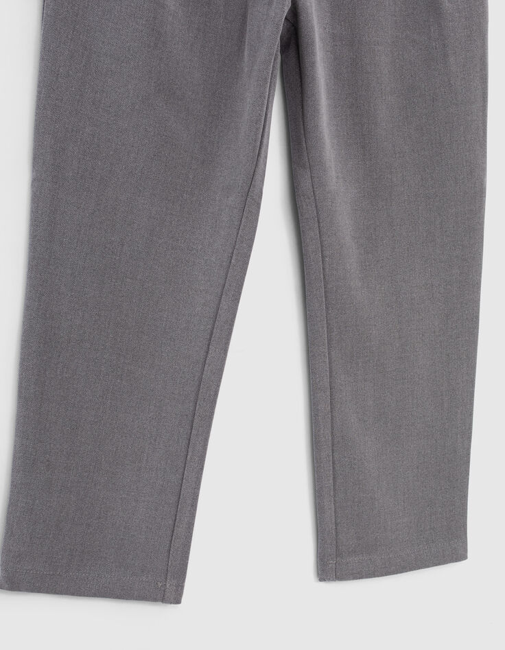 Pantalon gris chin&eacute; avec ceinture fronc&eacute;e fille-5