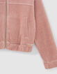 Puderrosa M&auml;dchenjacke aus geripptem Velours-4