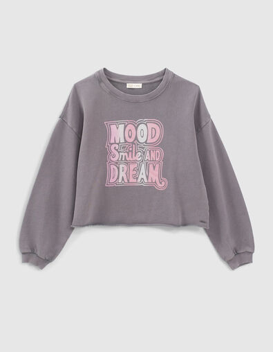Sweater in afgewassen grijs met tekst meisjes - IKKS