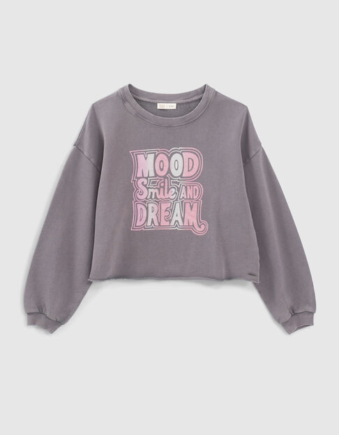 Girls’ faded grey slogan sweatshirt