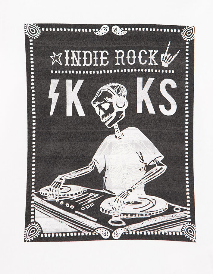 Cremeweißes Jungenshirt mit leuchtendem Skelett-DJ  - IKKS