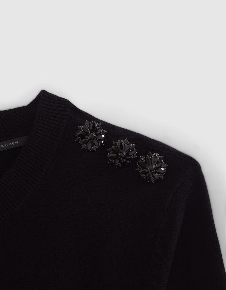 Women’s black sweater dress with diamante buttons-5