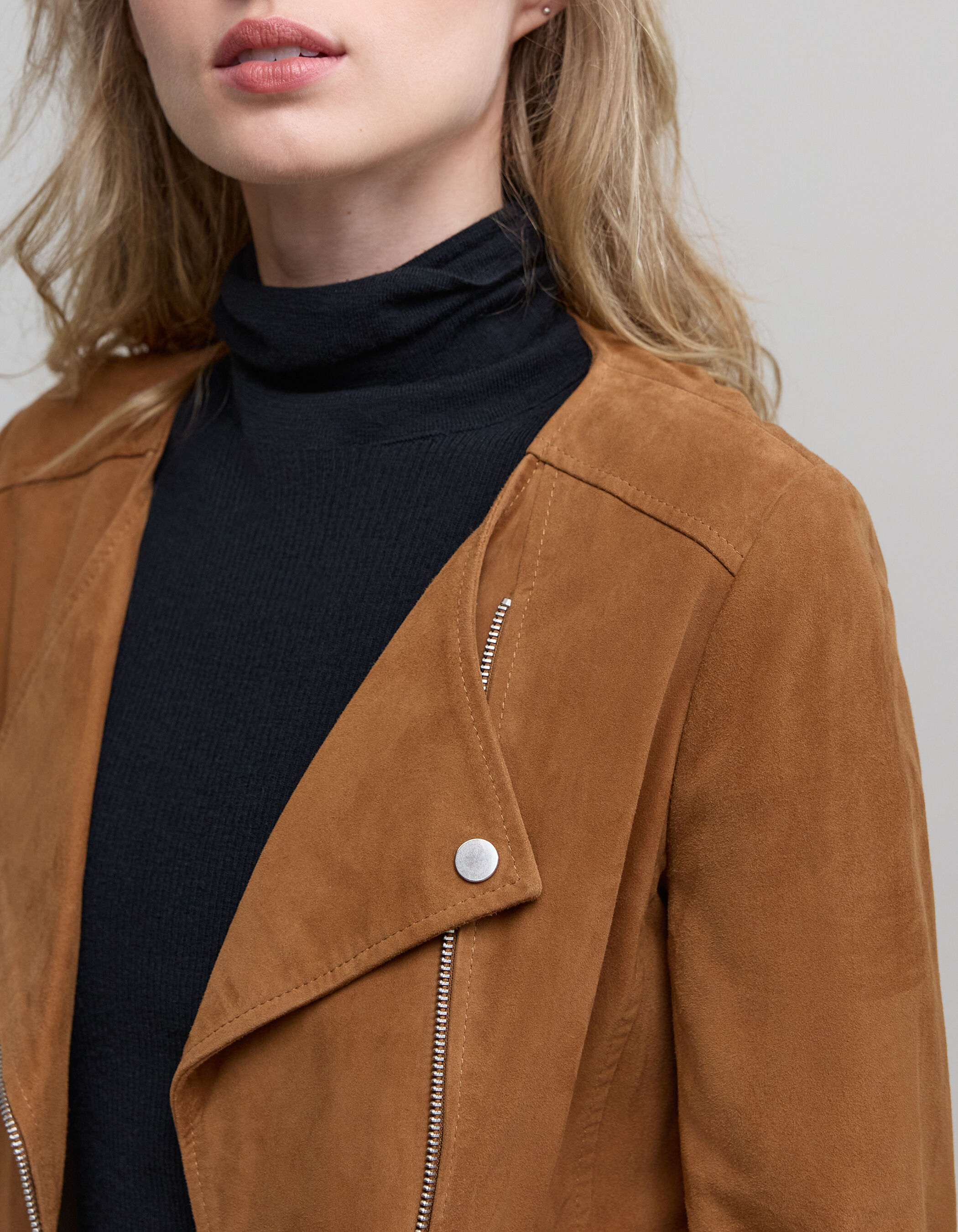 Blouson cuir cognac femme clearance