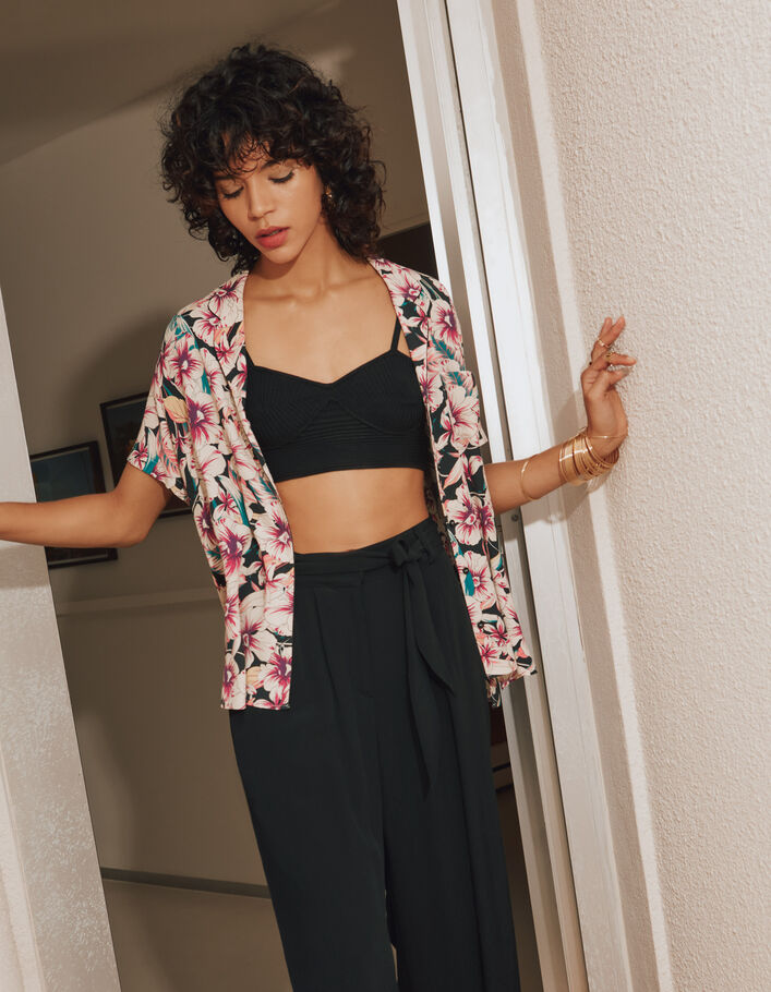 Camisa viscosa Ecovero® estampado floral tropical mujer-2