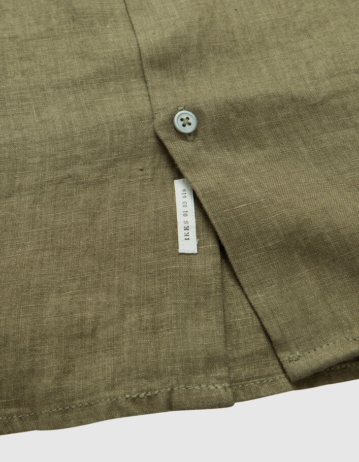 Camisa SLIM army green 100 % lino hombre - IKKS