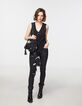 Women’s black braided neckline tailored waistcoat-6