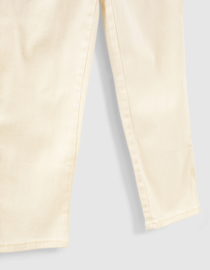 Cremeweiße Mädchenjeans aus Biobaumwolle mit hohem Bund-6 Cremeweiße Mädchenjeans aus Biobaumwolle mit hohem Bund-6