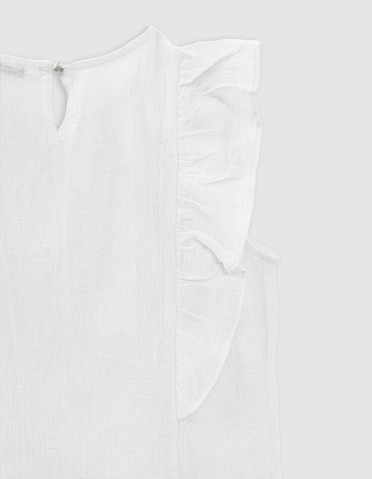 Blouse écrue effet drapé à volants fille-8