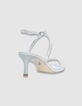 Women's gold leather heeled sandals-3