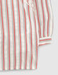 Blouse écrue mini me à rayures rouges et noires fille -4